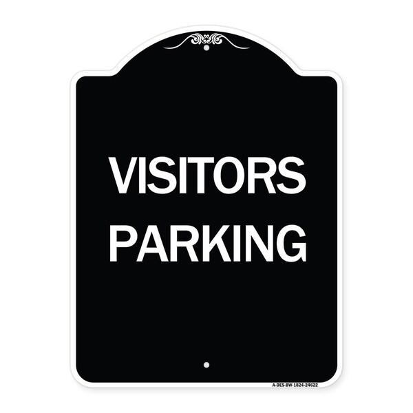 Parking Lot Visitors Parking Heavy-Gauge Aluminum Architectural Sign, 24" x 18", BW-1824-24622